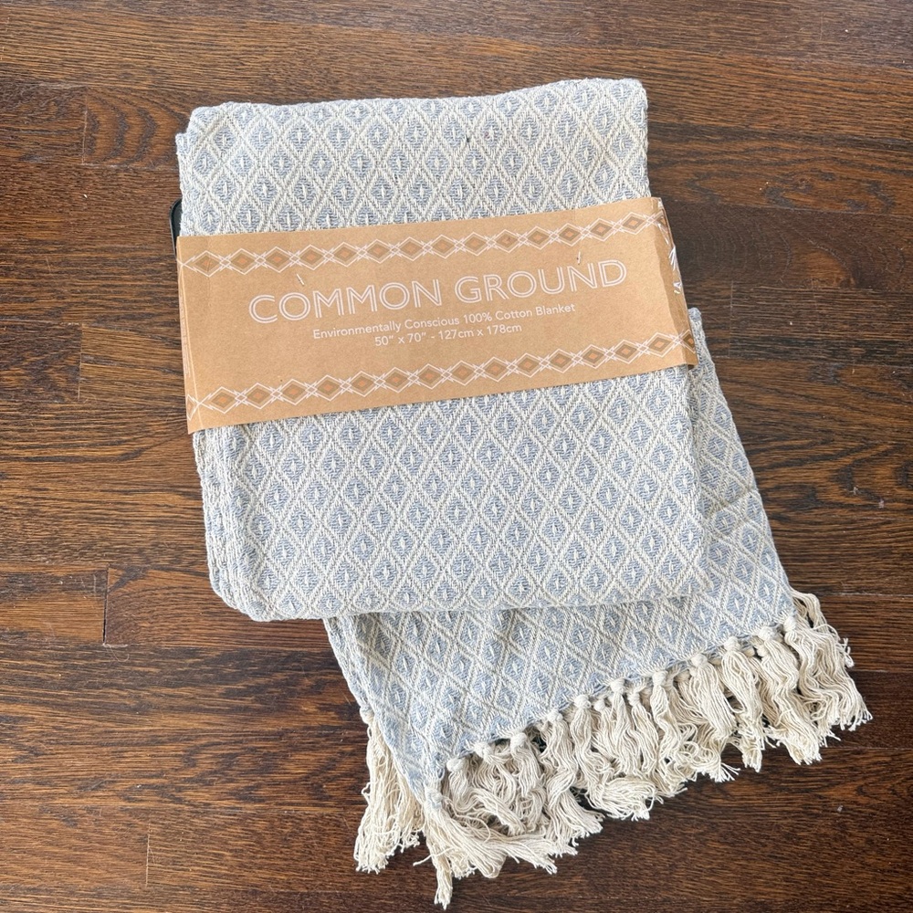 Common Ground Cotton Throw Blanket with Fringe
